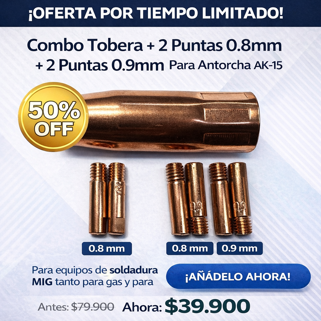 TOBERA AK-15 + 2 PUNTAS 0.8+2 PUNTAS 0.9 MIG