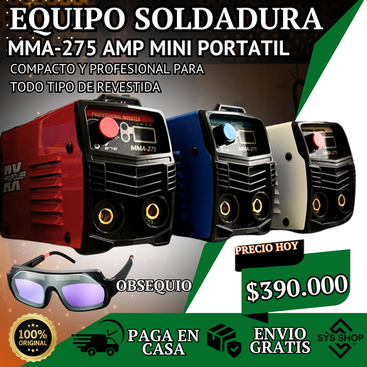 Equipo de soldadura mini portatil MMA-275+ estuche + gafas inteligentes