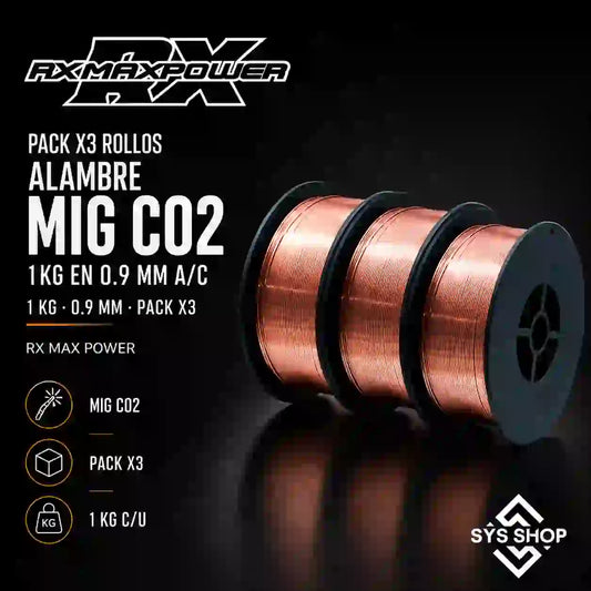 PACK X3 ROLLOS ALAMBRE MIG CO2 1KG EN 0.9 MM A/C